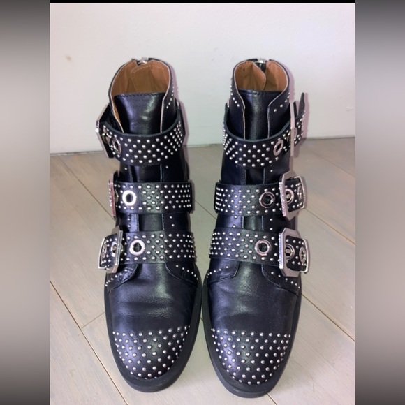 NEW! Black Leather Studded Moto Boots size 39 - Picture 2 of 5